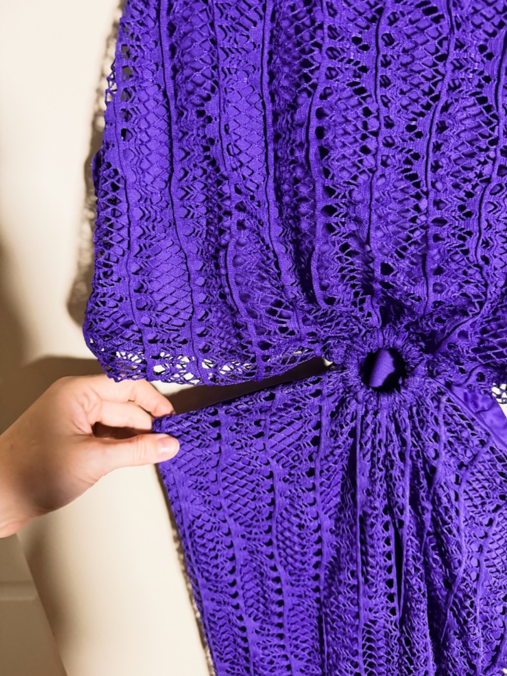 Eloquii Purple Crochet Cut Out Side Sleeveless Midi Dress - Picture 4 of 5